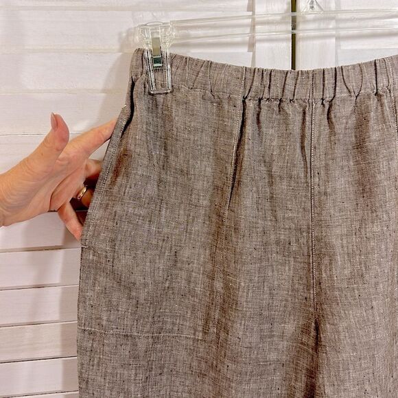 Chico’s Linen Pants Size 2 (12)  Brown Crop Wide Leg - Picture 6 of 14